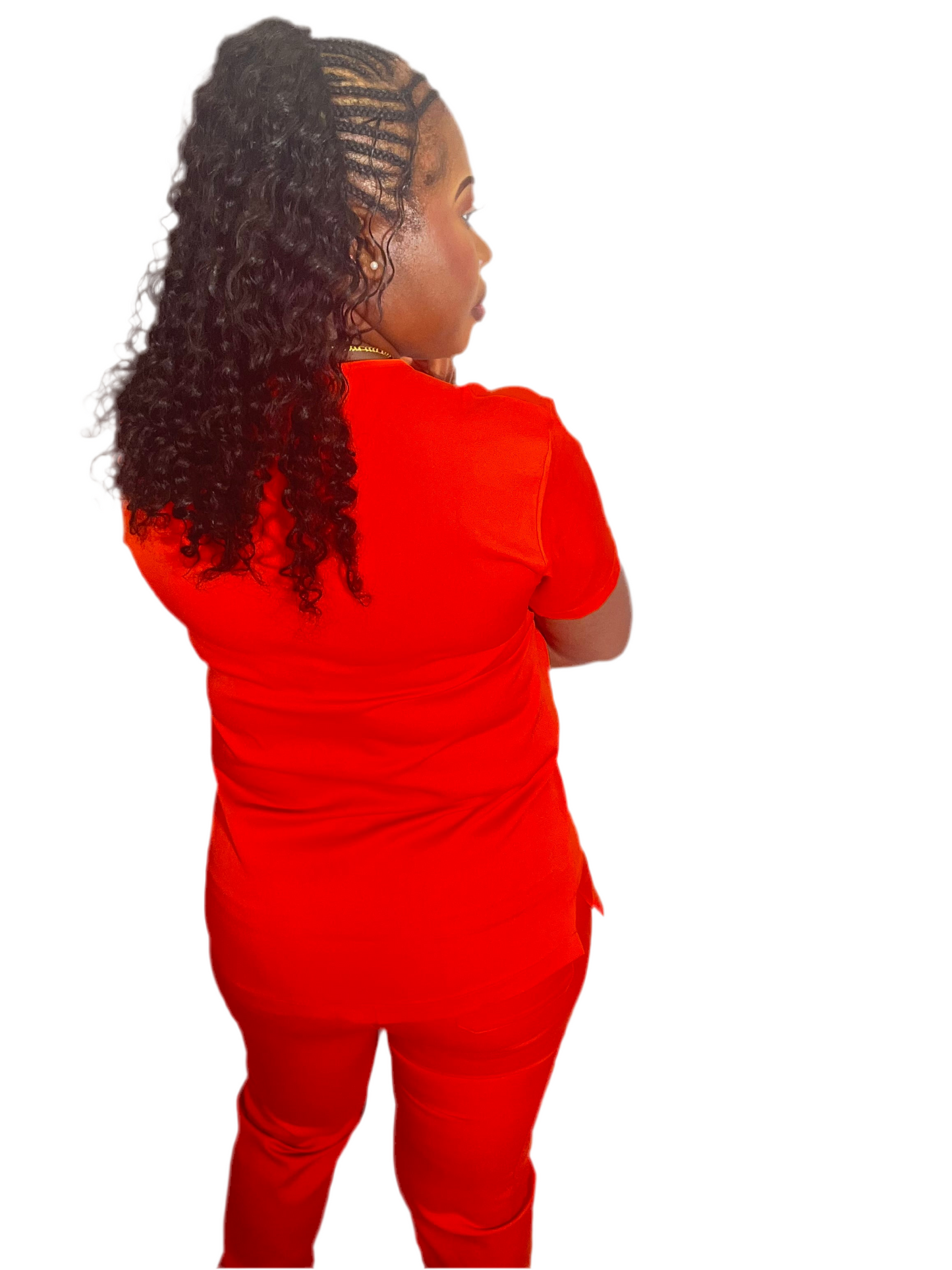 Orange V-Neck Top/ Shirt