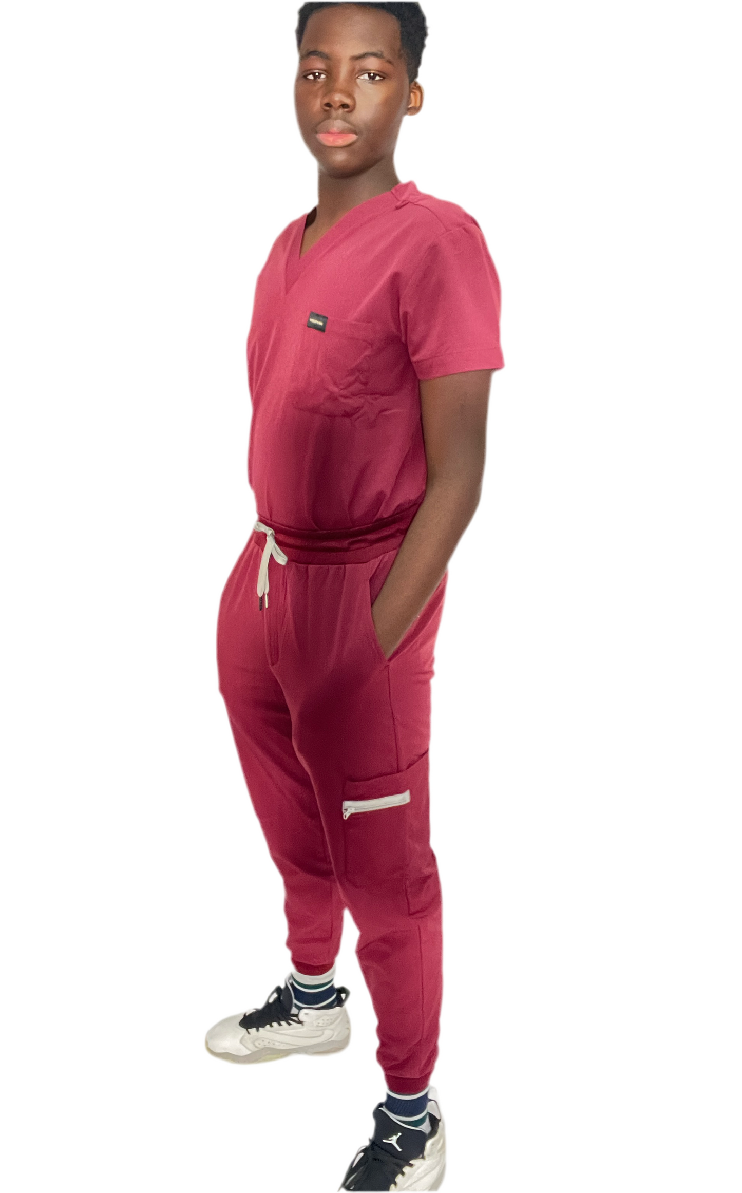 Men's Burgundy Scrub Set (No Zipper in Private Area)