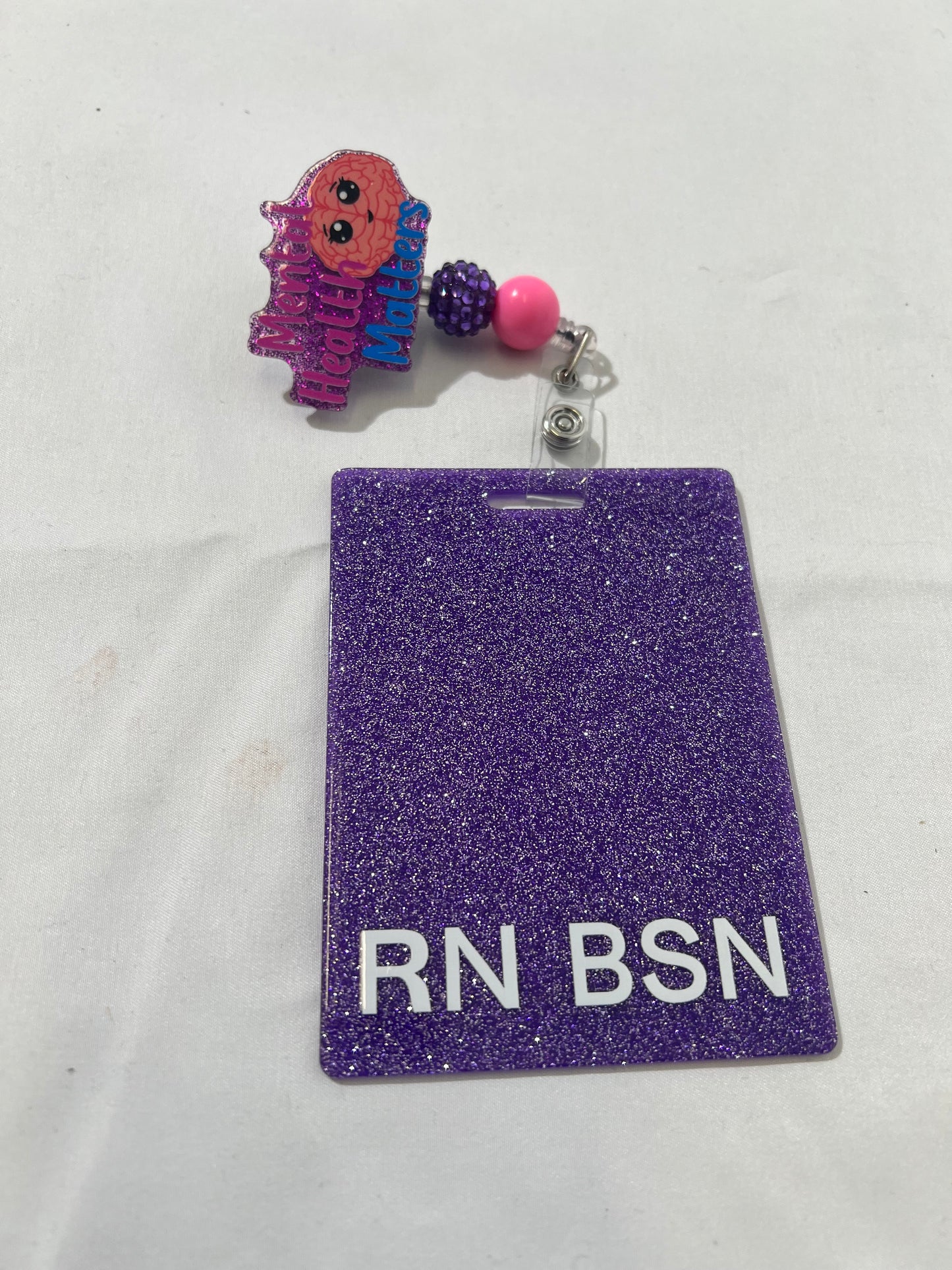 Mental Health Matters;Glitter Plastic Medical Letters Badge Reel