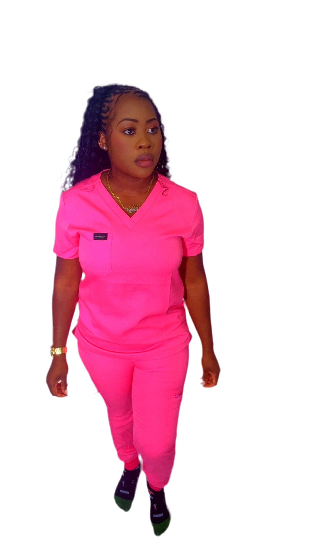 Pink Scrub Top/ V-Neck Shirt