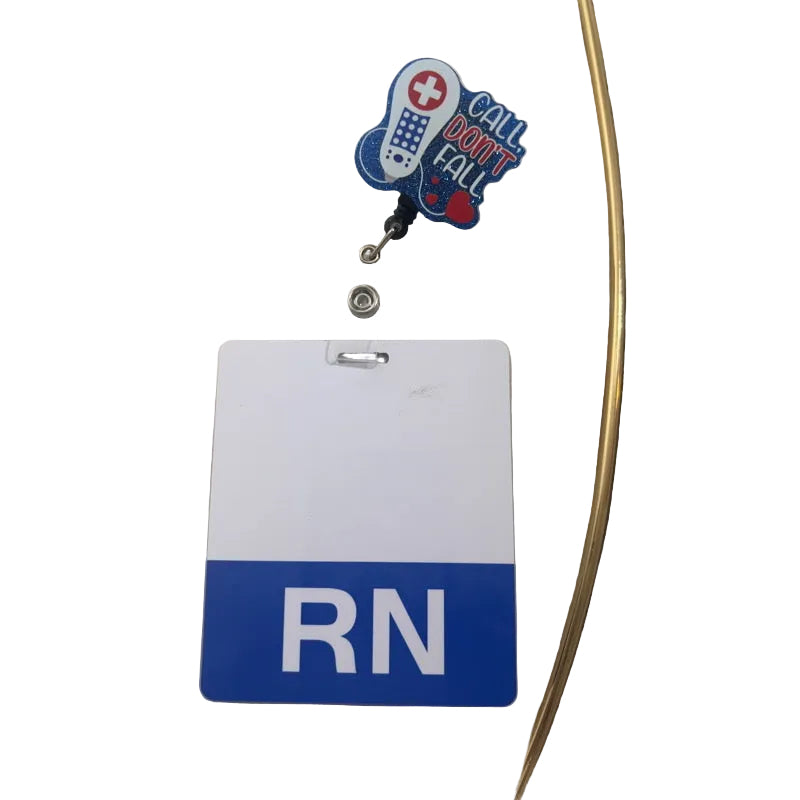 Call Don’t Fall, Glitter Plastic Medical Letters Badge Reel for health care workers