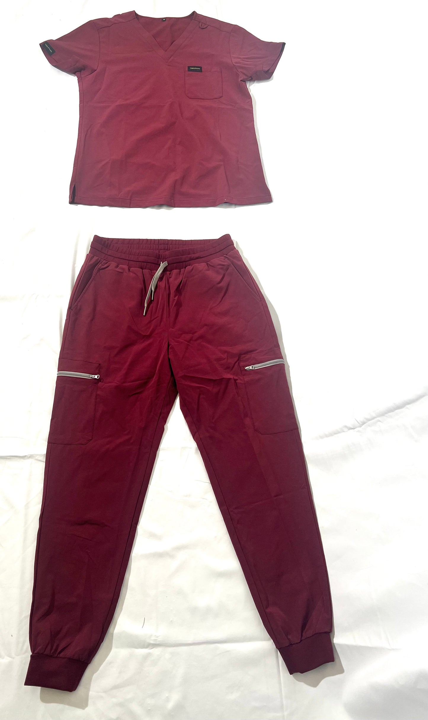 Men's Burgundy Scrub Set