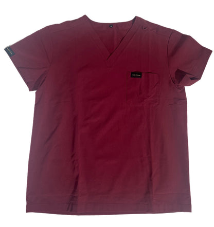 Men's Burgundy Scrub Set