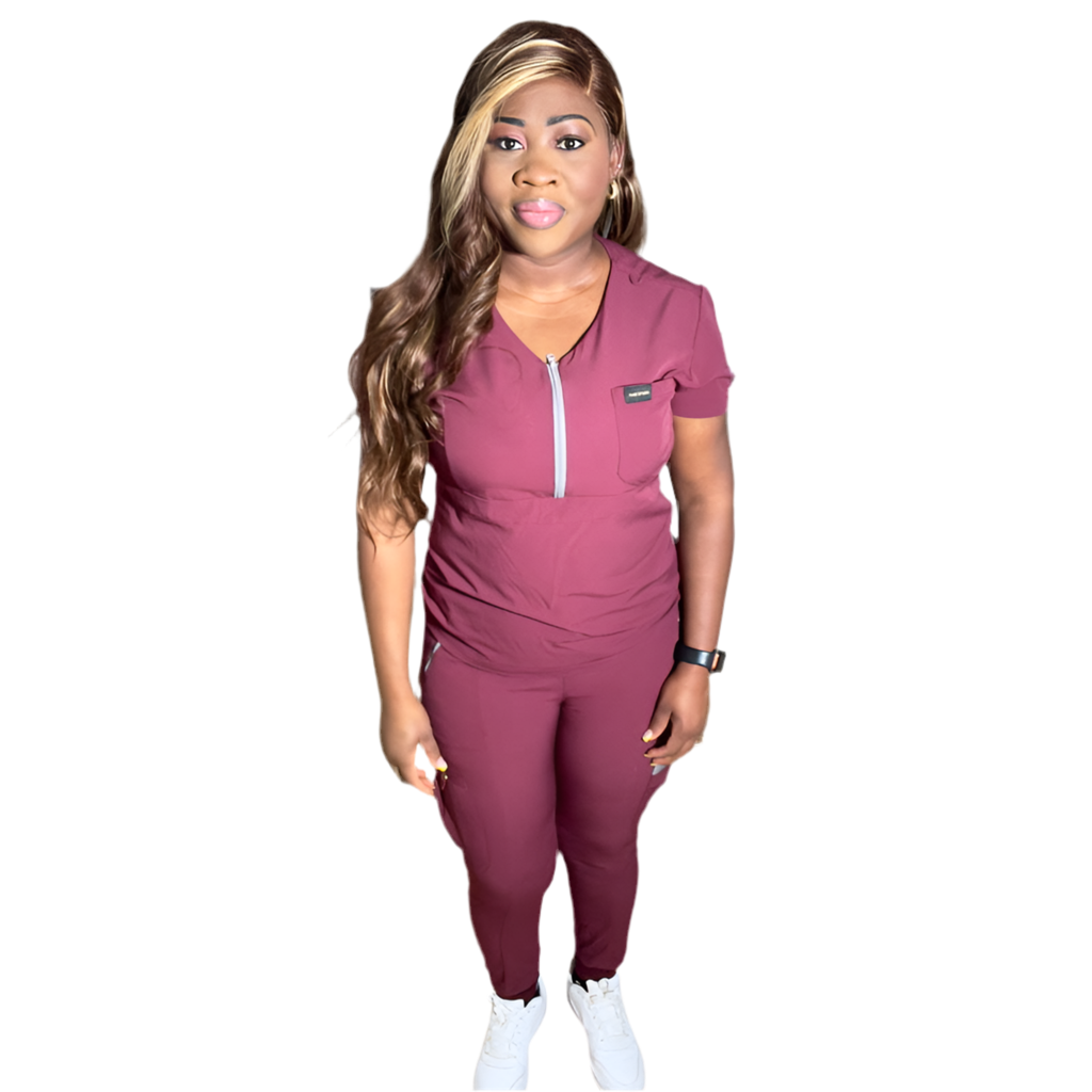 Women's Burgundy Scrub Set