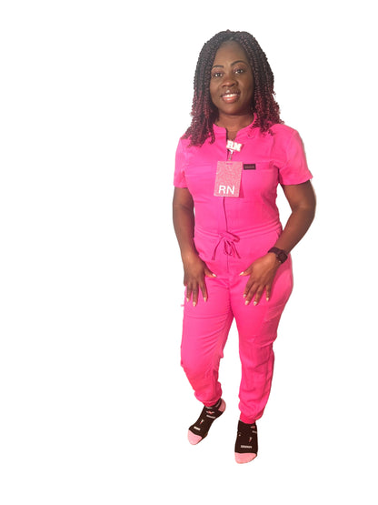 Women Pink scrub jumpsuit