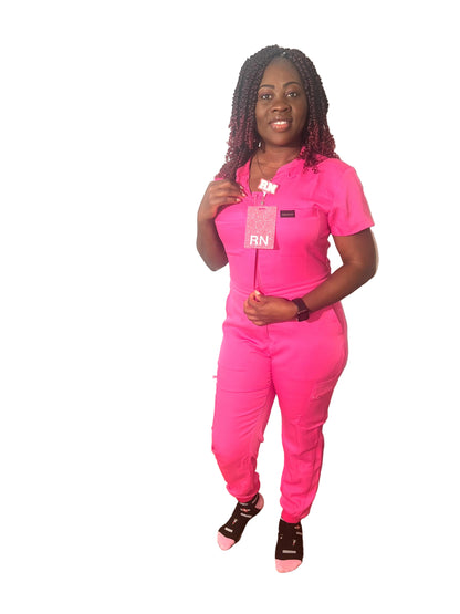Women Pink scrub jumpsuit