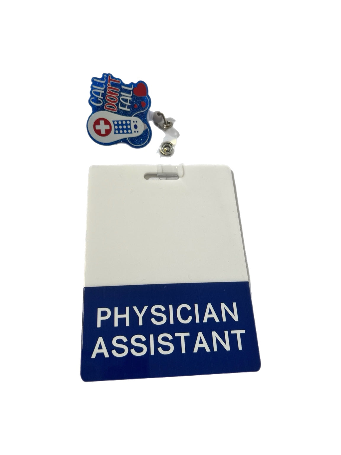 Call Don’t Fall, Glitter Plastic Medical Letters Badge Reel for health care workers