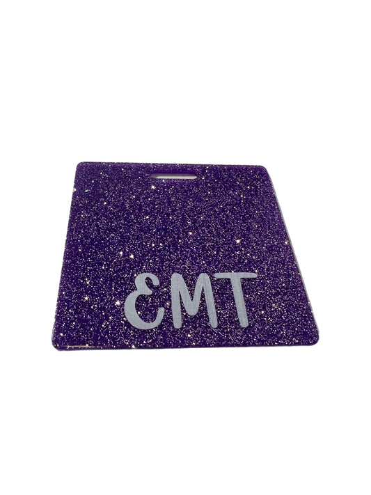 Short Acrylic Glitter EMT Badge Buddy Holder