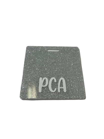 Short Acrylic Glitter PCA Badge Buddy Holder