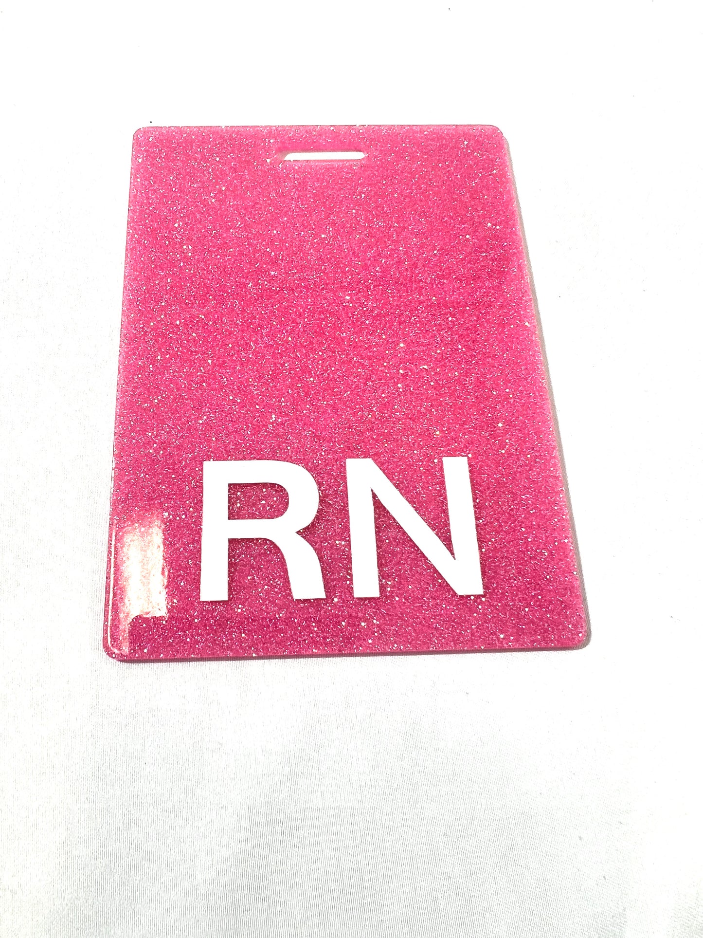 Pink Glitter RN ID Badge