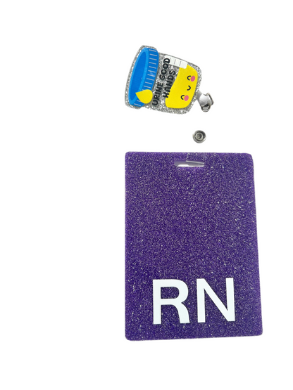 Purple Glitter RN ID Badge