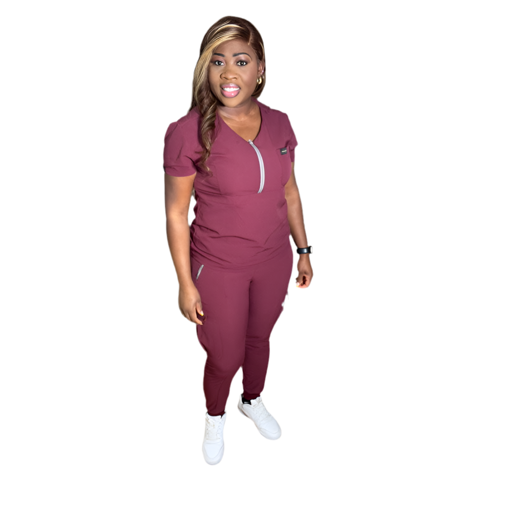 Women's Burgundy Scrub Set