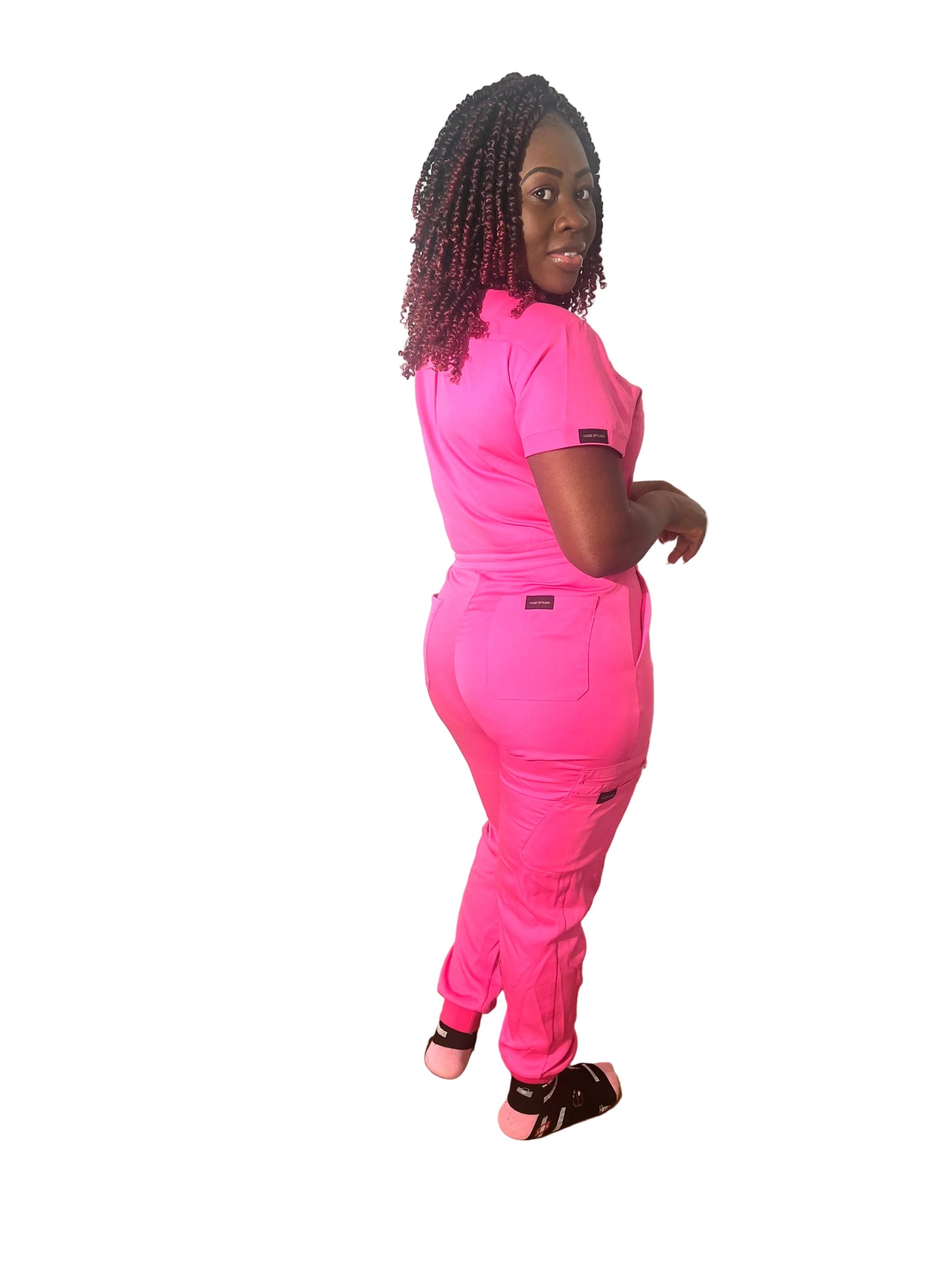 Women Pink scrub jumpsuit