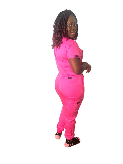 Women Pink scrub jumpsuit