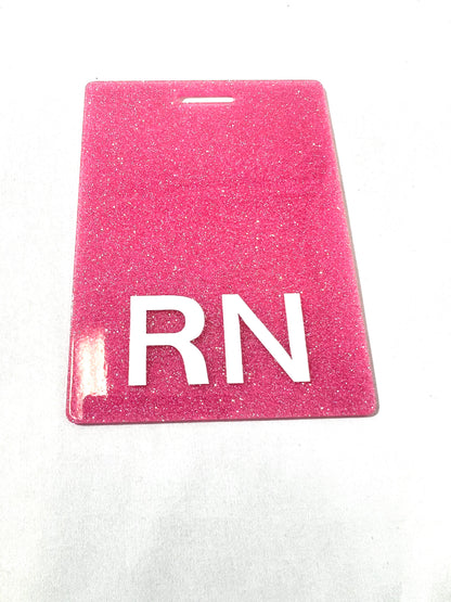 Pink Glitter RN ID Badge