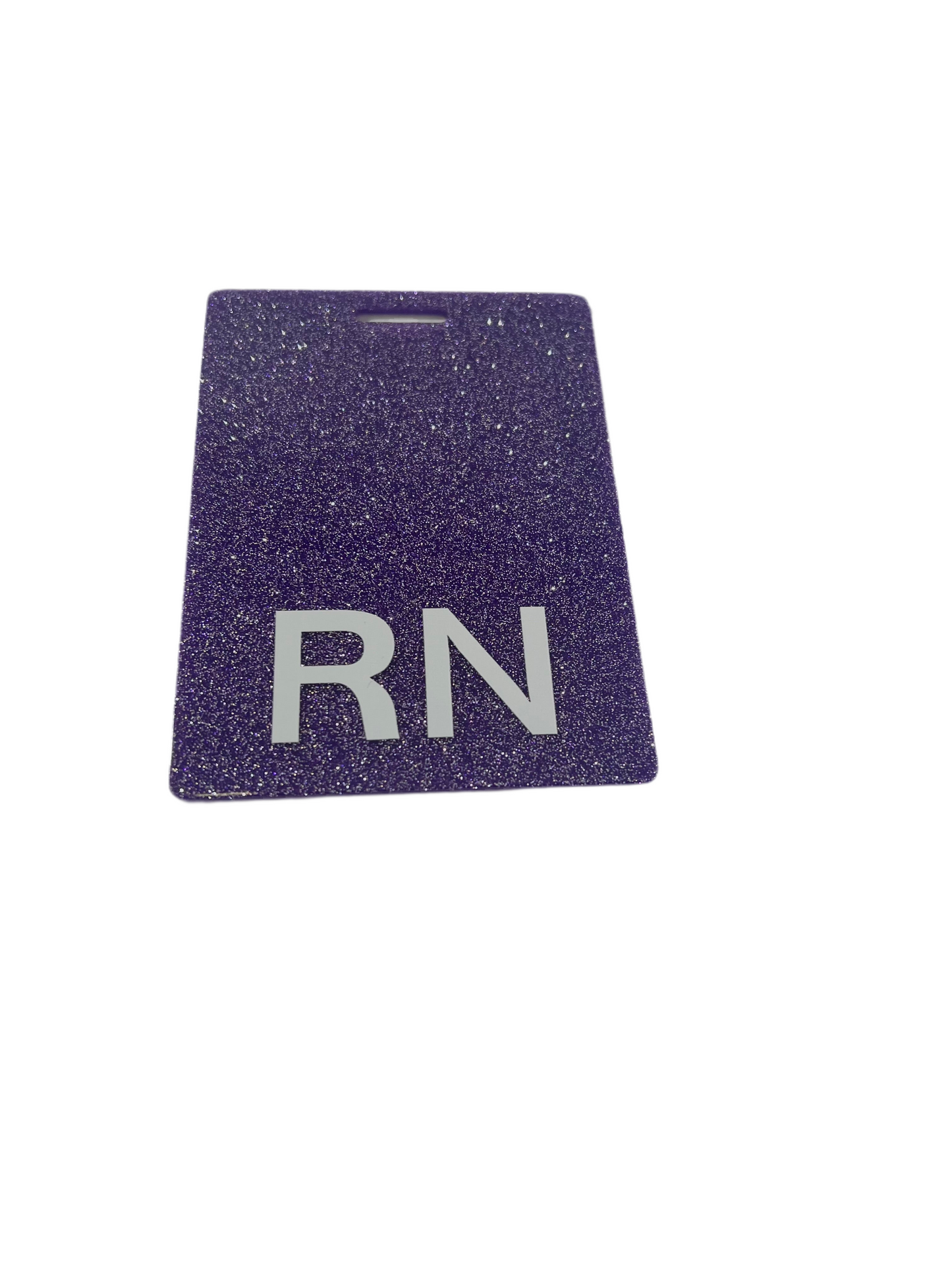Purple Glitter RN ID Badge