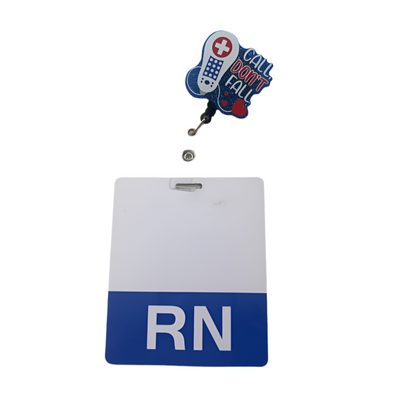 Call Don’t Fall, Glitter Plastic Medical Letters Badge Reel for health care workers