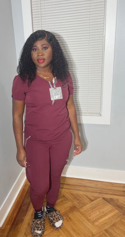 The Women's Burgundy Scrub Shirt