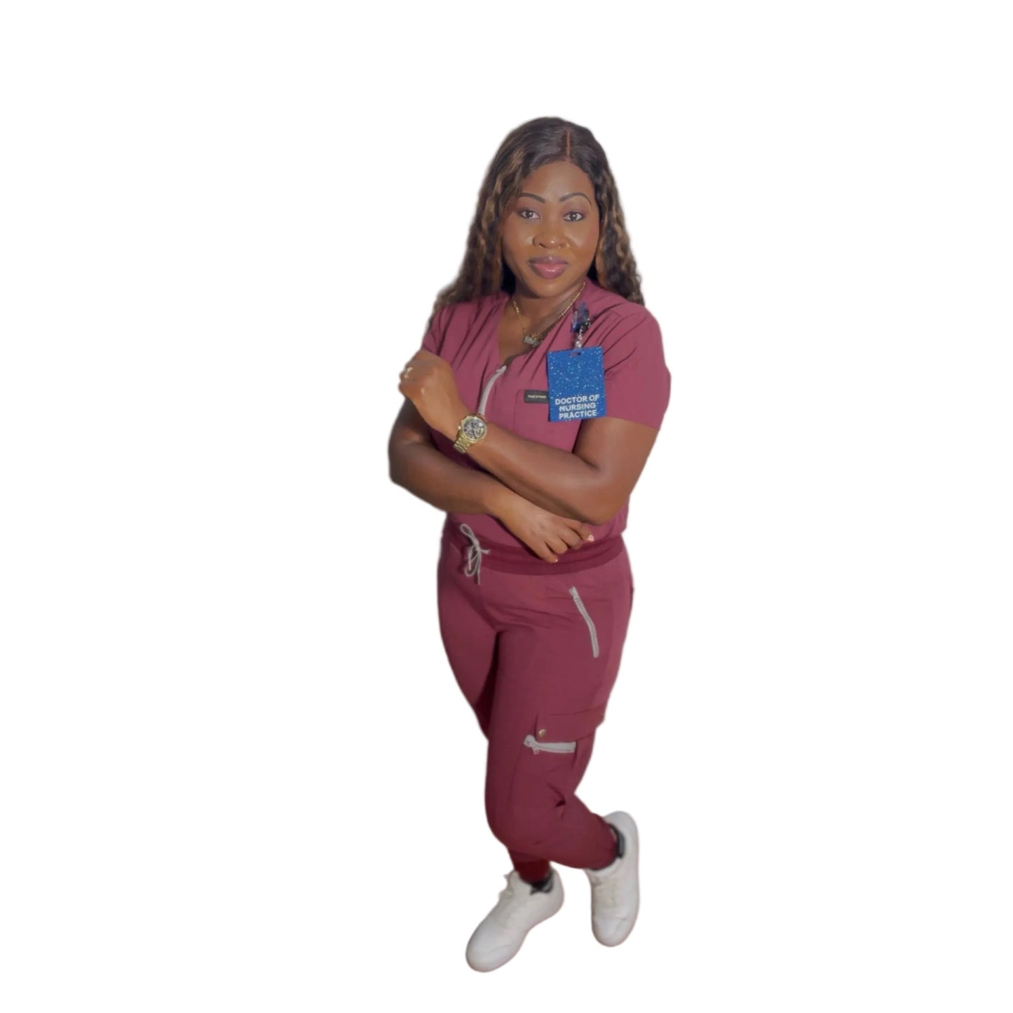 Women's Burgundy Scrub Set