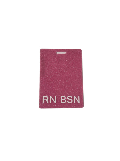Pink Glitter RN BSN ID Badge