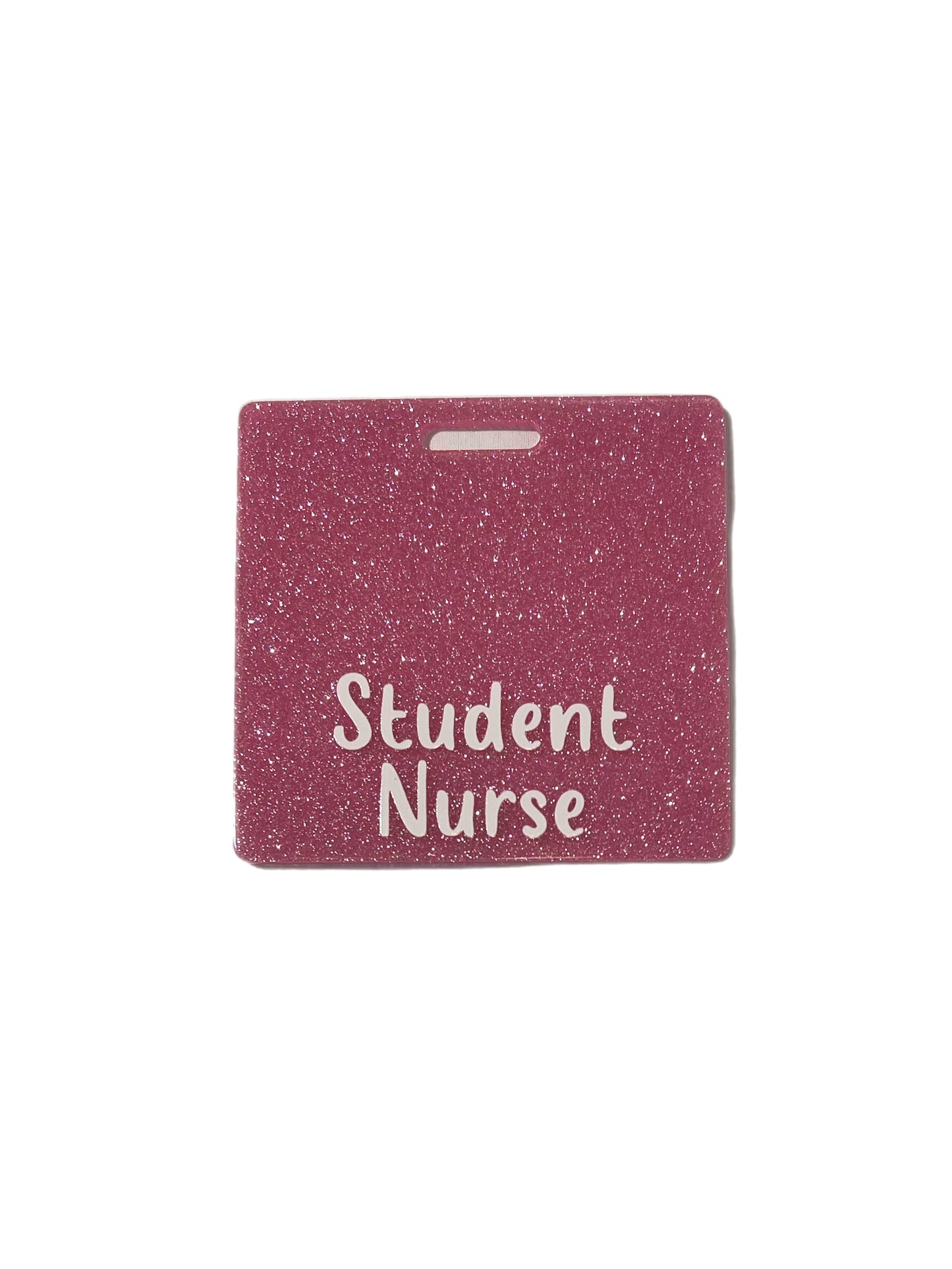 Short Acrylic Glitter Student Nurse Badge Buddy Holder