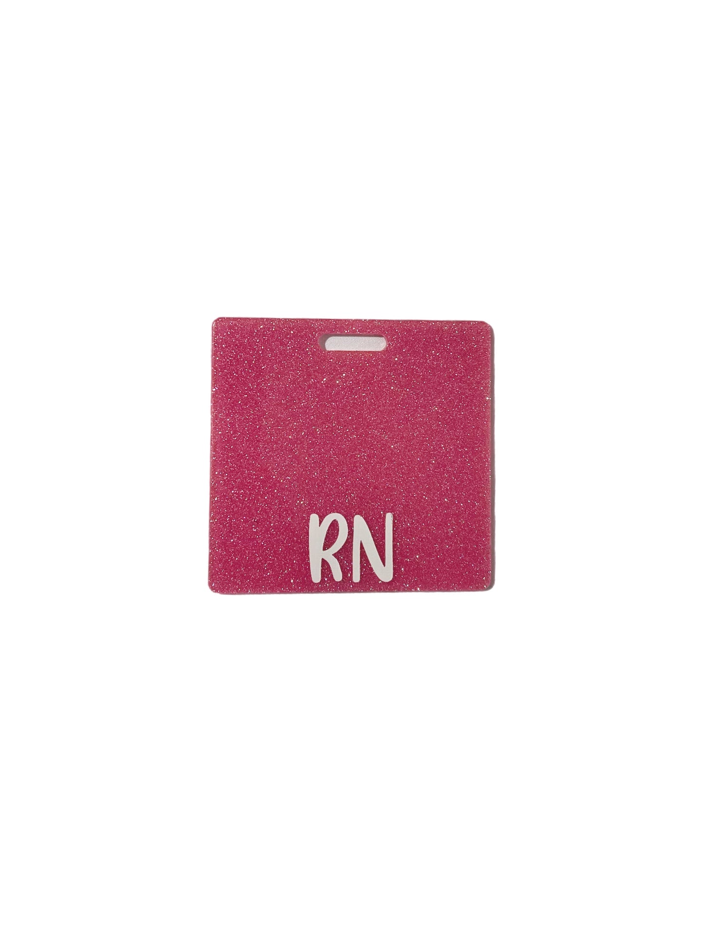 Short Acrylic Glitter RN Pink Badge Buddy Holder