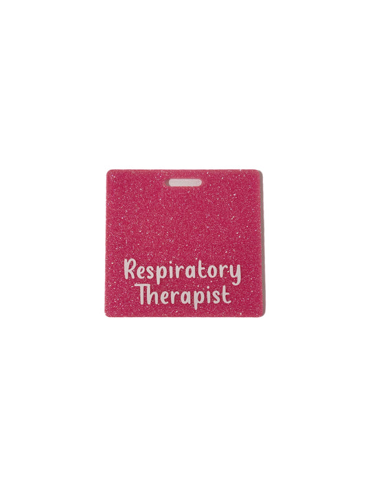 Short Acrylic Glitter Respiratory Therapist Badge Buddy Holder