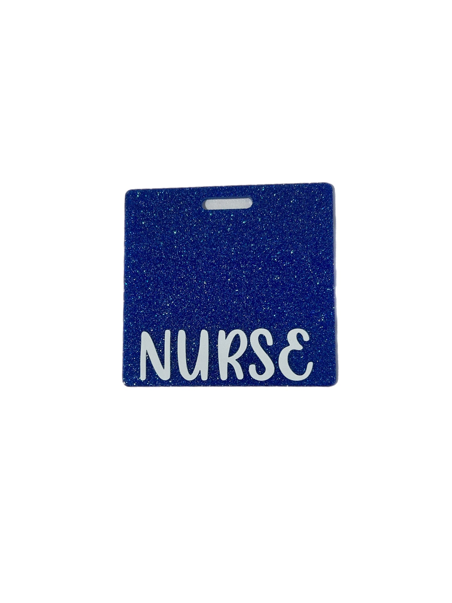 Short Acrylic Glitter Nurse Badge Buddy Holder