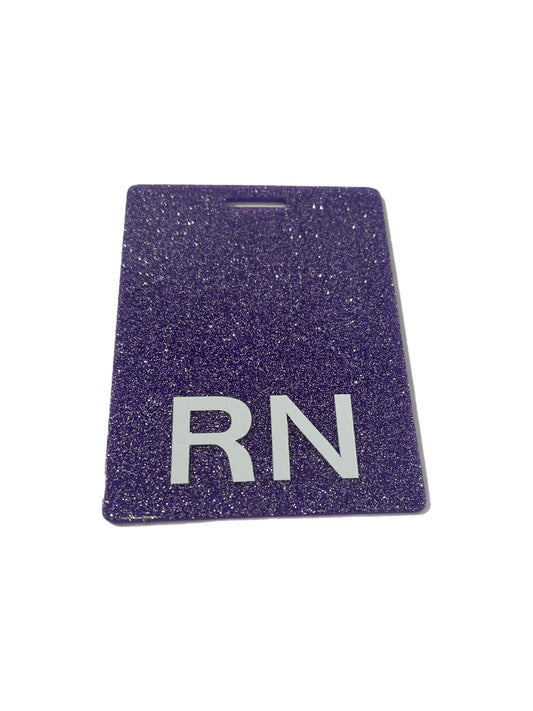 Purple Glitter RN ID Badge