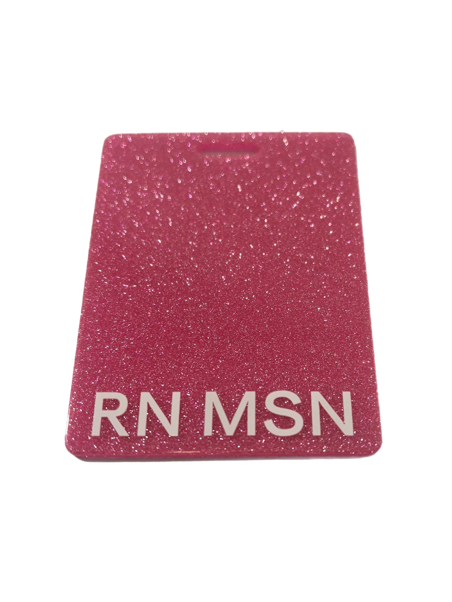 RN MSN Pink Glitter ID Badge