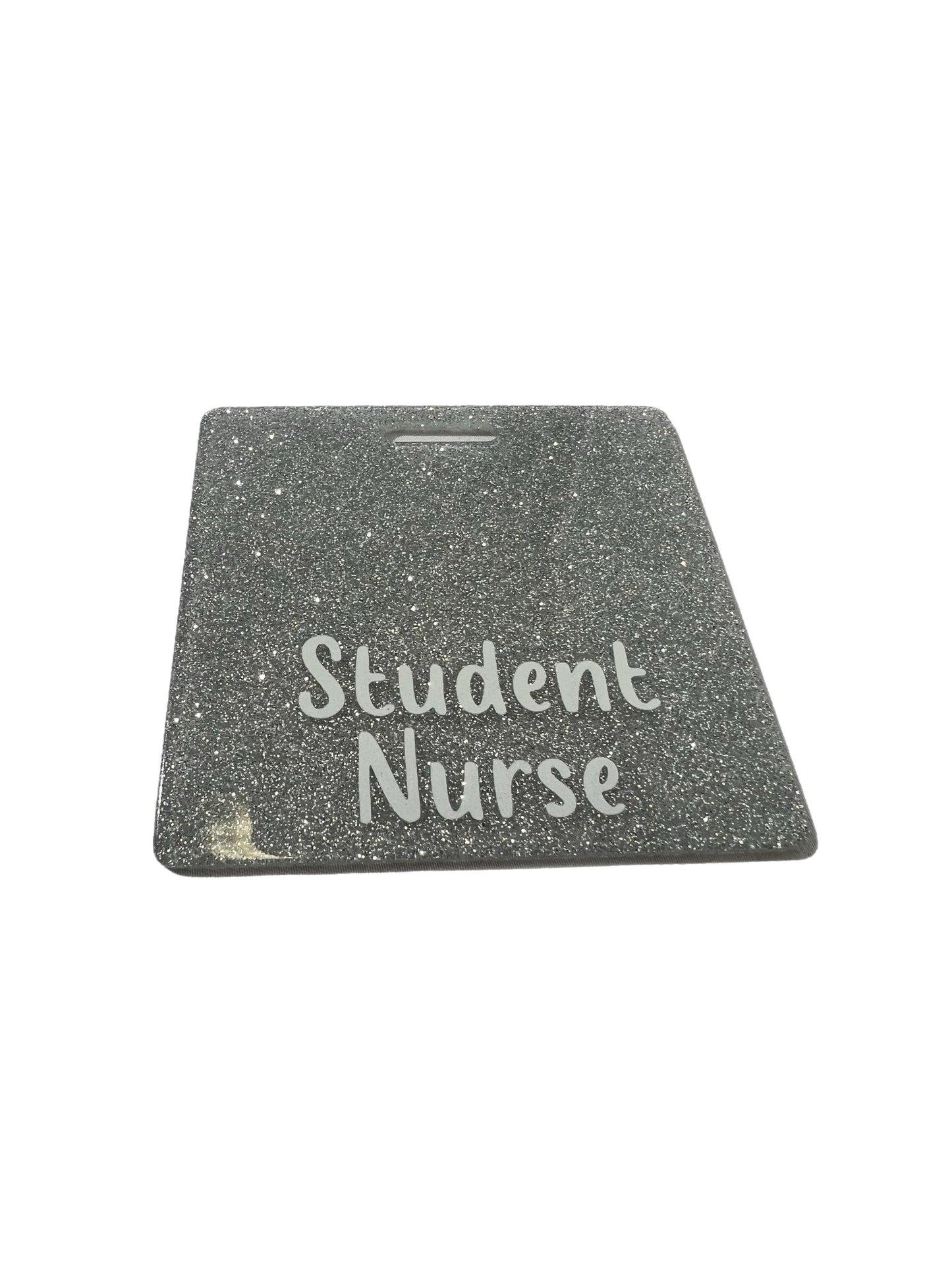 Short Acrylic Glitter Student Nurse Badge Buddy Holder